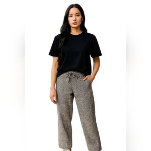 C By One Houndstooth Pants Black And White Elastic Drawstring Waist Womens Large